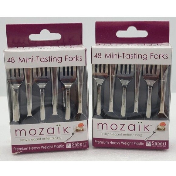 Mozaik Mini Tasting Forks Appetizer Forks Heavy Weight Plastic Lot of 2 96 total - Picture 1 of 3